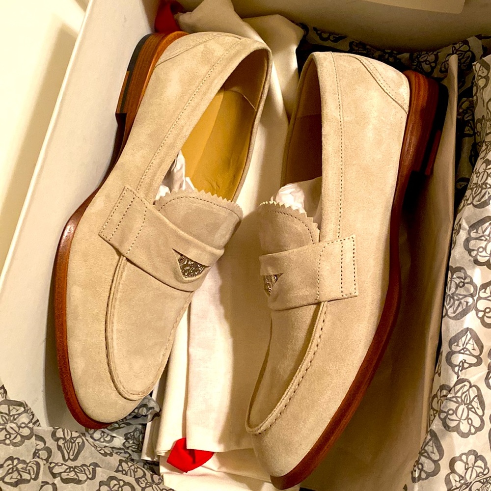 Authentic Brand New Alexander McQueen Natural Beige Suede Loafers